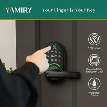 Smart Door Handle Lock with Keypad: Yamiry Fingerprint Smart Lock - Keyless Entry Door Lock for Front Door - Digital Door Lock - Deadbolt Lock with APP - Genarate Passcode Remotely - DIY Installation
