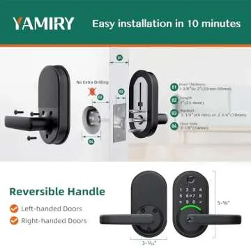 Smart Door Handle Lock with Keypad: Yamiry Fingerprint Smart Lock - Keyless Entry Door Lock for Front Door - Digital Door Lock - Deadbolt Lock with APP - Genarate Passcode Remotely - DIY Installation