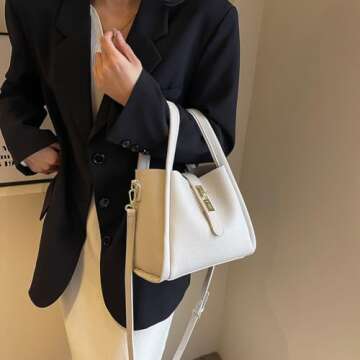 Trendy Vintage Bucket Bag Women's Crossbody Bucket Bag Work Handbag Carry all Shoulder Bag with Adju...