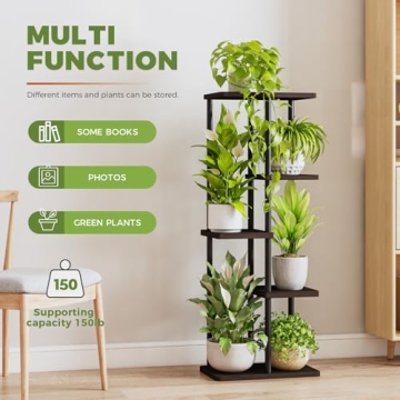 Bamworld Tall Plant Stand Tiered Flower Shelf for Home