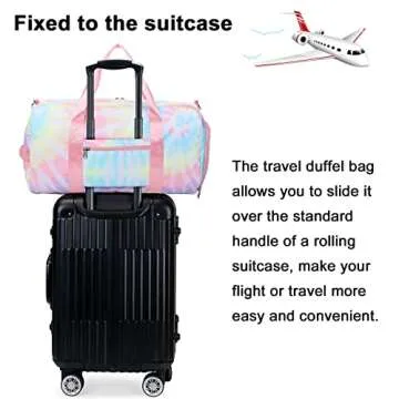 CAMTOP Travel Duffel Bag Women Girls Sport Gym Tote Weekender Overnight Carry-On Bag (Tie Dye Spiral Pink)