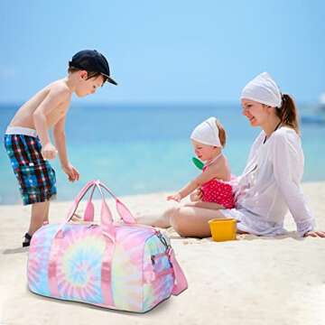 CAMTOP Travel Duffel Bag Women Girls Sport Gym Tote Weekender Overnight Carry-On Bag (Tie Dye Spiral Pink)