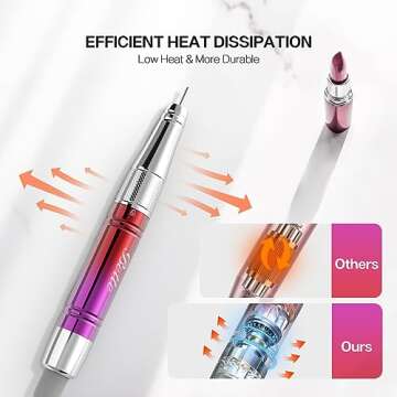 Belle Professional Nail Drill Machine,35000 RPM Rechargeable Nail File for Acrylic Nails with 6 Nail Drill Bits , Brushless Motor E File for Manicure /Pedicure with Carrying Case