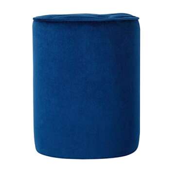 BIRDROCK HOME Tufted Navy Velvet Ottoman Foot Stool – Round - Soft Compact Padded Stool - Great for The Living Room, Bedroom and Kids Room - Upholstered Small Furniture