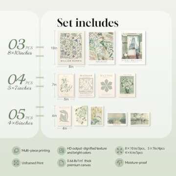 12 Piece Sage Green Wall Art Decor Unique Wall Prints, Posters Packs for Bedroom Living Room Aesthetic，Collage Kit Pictures for Cozy Dorm Decor Eclectic Abstract Boho Gallery Home Decor