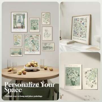 12 Piece Sage Green Wall Art Decor Unique Wall Prints, Posters Packs for Bedroom Living Room Aesthetic，Collage Kit Pictures for Cozy Dorm Decor Eclectic Abstract Boho Gallery Home Decor