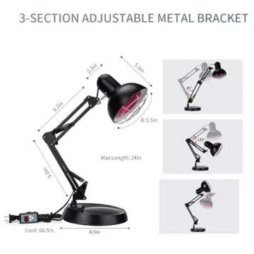 Infrared Light,150W Near Red Light Therapy Heat Lamp for Body Neck Muscle Joint Back Pain Blood Circulation Portable