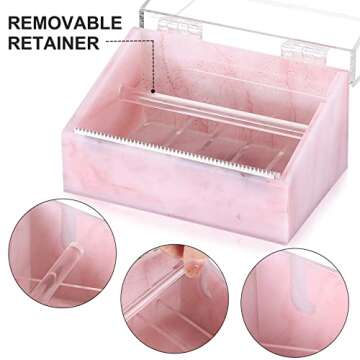 Noverlife 6 Grids Dustproof Eyelash Tape Dispenser, Marble False Eyelash Tape Cutter Roll Tape Holde...