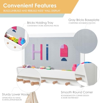 UTEX Lego Building Block Wall - Fun Kids Storage Solution