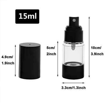 Airless Pump Bottle, Yebeauty Empty Airless Bottle Travel Pump Bottle, 4 Pack- 0.5oz/15ml, Black