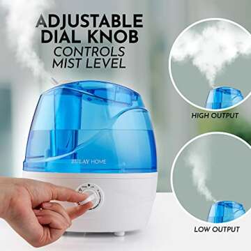 Zulay Cool Mist Humidifiers - Quiet Ultrasonic Humidifier