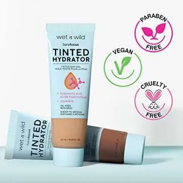 wet n wild Bare Focus Tinted Hydrator Matte Finish, Porecelain, Oil-Free, Moisturizing Makeup | Hyaluronic Acid | Sheer To Medium Coverage