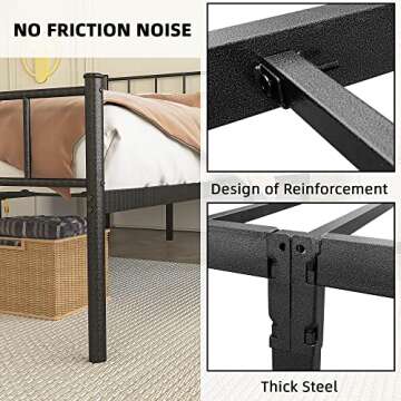 Aolthin Full Bed Frame, Platform Bed Frame with Headboard, 13 "Storage at Bottom, No Need for Spring Box, Silver Black…