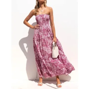 ZESICA Women's Bohemian Floral Maxi Dress for Summer Style