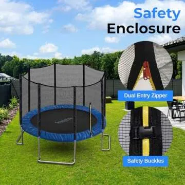 SereneLife Trampoline for Kids - Outdoor Recreational Backyard Trampoline with Net Enclosure, Basket...