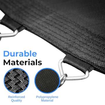 SereneLife Trampoline for Kids - Outdoor Recreational Backyard Trampoline with Net Enclosure, Basketball Hoop, Curved Safety Poles, UV-Tested Mat, Water-Resistant Padding, Up to 450 lbs.