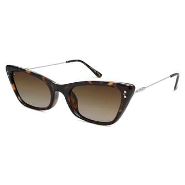 SOJOS Polarized Cat Eye Sunglasses Womens Classic Cute Fashion Stylish Women Shades SJ2274 Tortoise Frame Brown Grading Lens