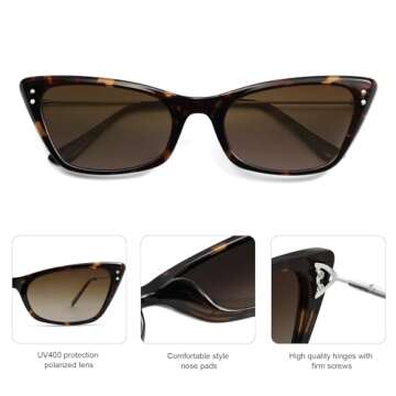 SOJOS Polarized Cat Eye Sunglasses Womens Classic Cute Fashion Stylish Women Shades SJ2274 Tortoise Frame Brown Grading Lens