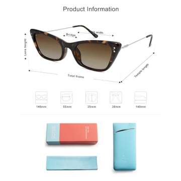 SOJOS Polarized Cat Eye Sunglasses Womens Classic Cute Fashion Stylish Women Shades SJ2274 Tortoise Frame Brown Grading Lens