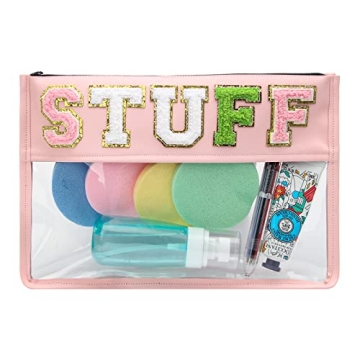 Stylish Chenille Clear Flat Pouch for Travel and Gifts