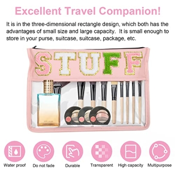 Stylish Chenille Clear Flat Pouch for Travel and Gifts