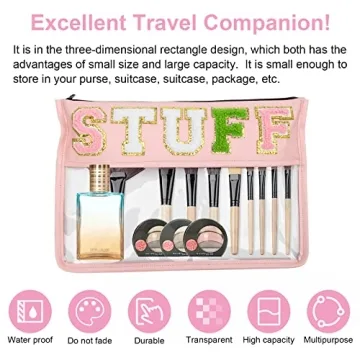 Stylish Chenille Clear Flat Pouch for Travel and Gifts