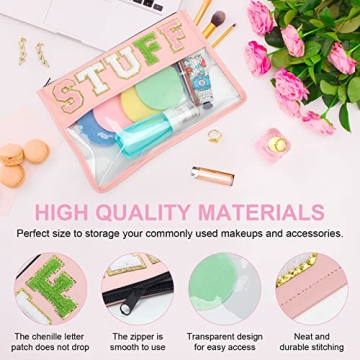 Stylish Chenille Clear Flat Pouch for Travel and Gifts