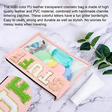 Stylish Chenille Clear Flat Pouch for Travel and Gifts