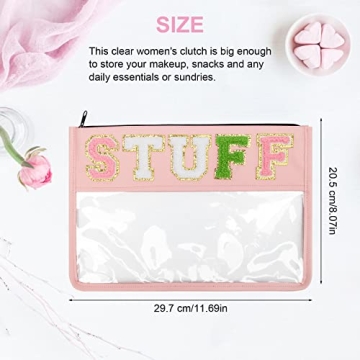 Stylish Chenille Clear Flat Pouch for Travel and Gifts