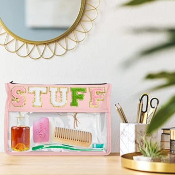 Stylish Chenille Clear Flat Pouch for Travel and Gifts