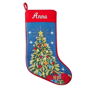 Personalized Needlepoint Christmas Stockings - Custom Embroidered Family Names
