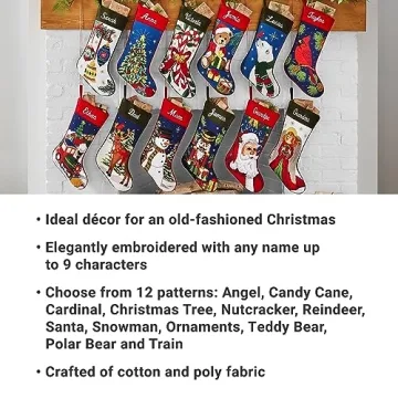 Custom Embroidered Needlepoint Christmas Stockings Family Names