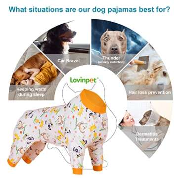 LovinPet American Pitbull Pajamas - Pet Anxiety Relief Shirt, Dog Pajamas, UV Protection Comfy Stretchy Fabric, White Animal Print, Large Dog Pjs, Pitbull Clothes, Surgical Recovery Shirt,Orange XXL