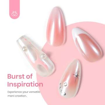 beetles Gel Polish White Chrome Nail Powder for Gel Nails, Pearl Nail Powder Mirror Effect Nail Glitter Manicure Holographic Pigment for Nail Art Design Valentine's Day Gifts