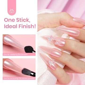 beetles Gel Polish White Chrome Nail Powder for Gel Nails, Pearl Nail Powder Mirror Effect Nail Glitter Manicure Holographic Pigment for Nail Art Design Valentine's Day Gifts