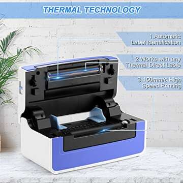 ZunDian Thermal Label Printer, 150mm/s 4x6 Shipping Label Printer, Thermal Printer for Shipping Packages, USB Lable Maker for Home Small Business, Compatible with Shopify, Amazon, Ebay, Etsy & USPS