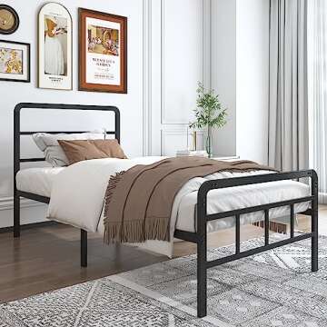 HOBINCHE Twin XL Metal Bed Frame with Headboard and Footboard