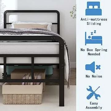 HOBINCHE Twin XL Metal Bed Frame with Headboard and Footboard