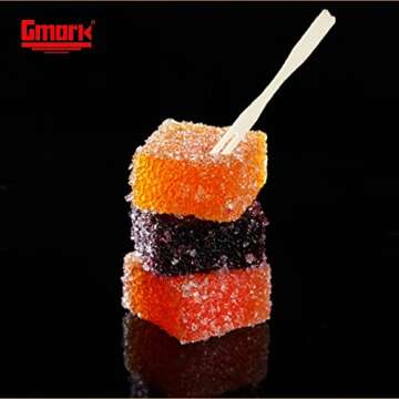 Gmark Bamboo Forks 3.5 Inch 110pc, Mini Food Picks/Bamboo Fruit Picks/Mini Cocktail Forks/Party Forks/Buffet Mini Forks/Two Prongs Cocktail Picks for Appetizer, Cocktail, Pastry, Dessert. GM1031A