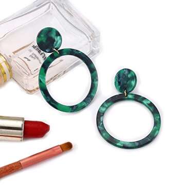 Acrylic Mottled Hoop Earrings Stylish & Lightweight Jewelry