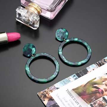 Acrylic Mottled Hoop Earrings Stylish & Lightweight Jewelry