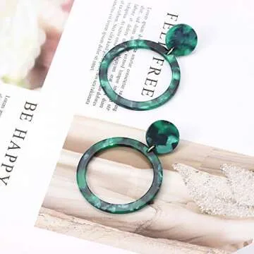 Acrylic Mottled Hoop Earrings Stylish & Lightweight Jewelry