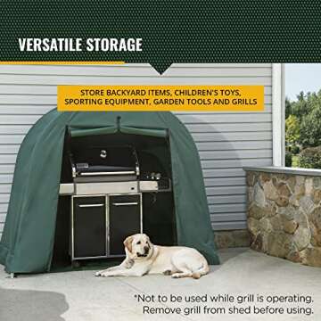 ShelterLogic 6'8" x 3' x 5'6" Heavy Duty Water-Resistant Bicycle, Lawn Equipment, and Pool Supplies Small Patio Deck Storage Shed Kit Green