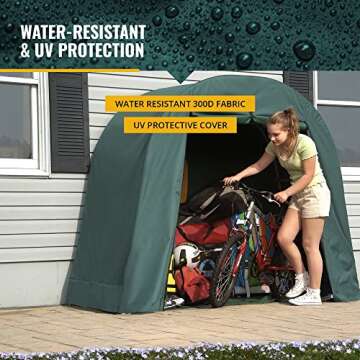 ShelterLogic 6'8" x 3' x 5'6" Heavy Duty Water-Resistant Bicycle, Lawn Equipment, and Pool Supplies Small Patio Deck Storage Shed Kit Green
