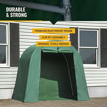 ShelterLogic 6'8" x 3' x 5'6" Heavy Duty Water-Resistant Bicycle, Lawn Equipment, and Pool Supplies Small Patio Deck Storage Shed Kit Green