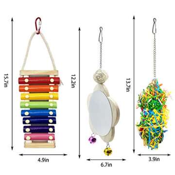 EBaokuup 3PCS Chicken Toys for Hens, Chicken Xylophone Toy, Chicken Mirror Toy with Bell and Foragin...