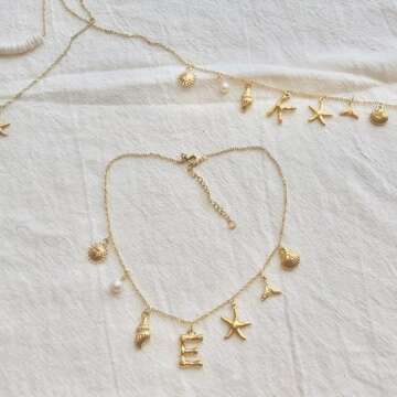 XSILA Gold Initial Charm Necklaces for Women