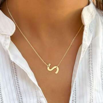 Ursteel Initial Necklaces for Women - Dainty 14K Gold Plated Letter Necklaces for Women Trendy, Simp...