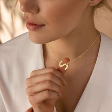 Ursteel Initial Necklaces for Women - Dainty 14K Gold Plated Letter Necklaces for Women Trendy, Simple Cute Initial Personalized Monogram Pendant Necklace Jewelry for Women Gifts