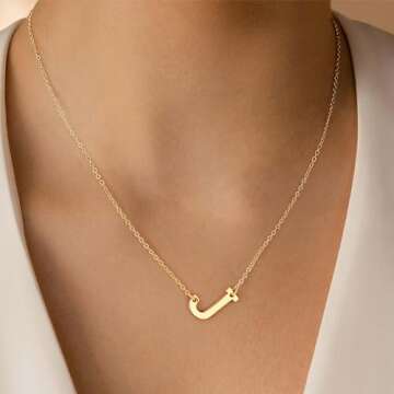 Ursteel Initial Necklaces for Women - Dainty 14K Gold Plated Letter Necklaces for Women Trendy, Simple Cute Initial Personalized Monogram Pendant Necklace Jewelry for Women Gifts